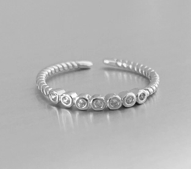 Anillo de dedo del pie ajustable de circonita cúbica 925 SS de acción de gracias para mujer Foto 3 de 4