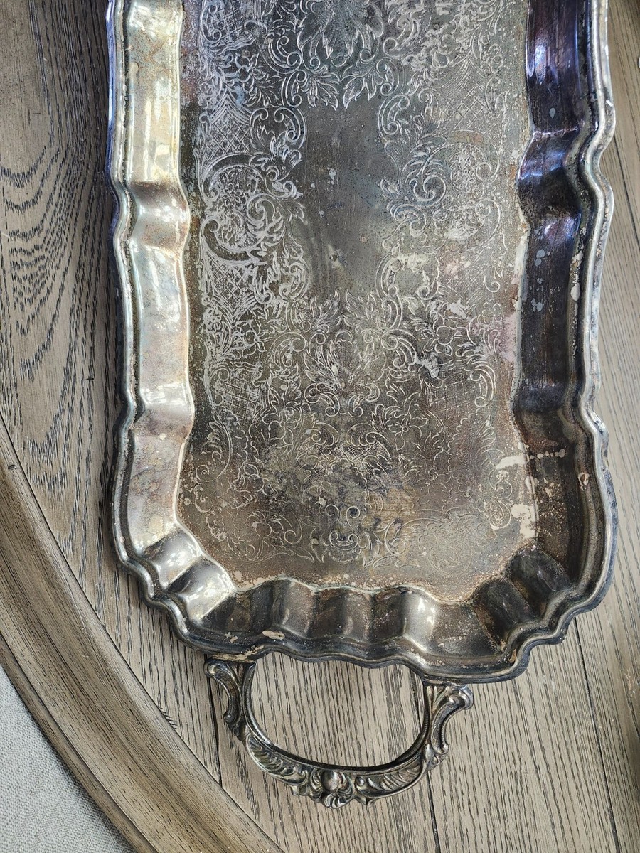 Large Leonard Silverplate Footed Serving Tray dual handles 26