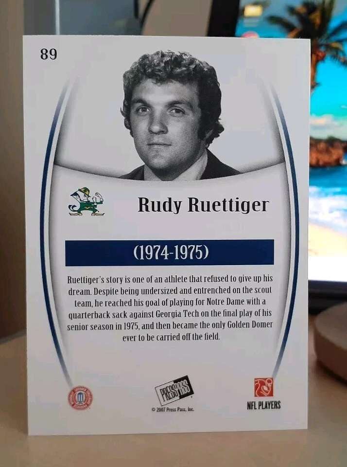 2007 RUDY RUETTIGER PRESS PASS LEGENDS #89 NOTRE DAME FIGHTING IRISH - Image 2 of 2