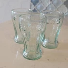 Vtg Lot Green mini Coca Cola Glasses, 3" Shot Shooter Juice Cup For Toddlers Kid