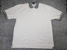 Vintage Five Star Shirt Men Large White Green USA Made Short Sleeve Polo Casual