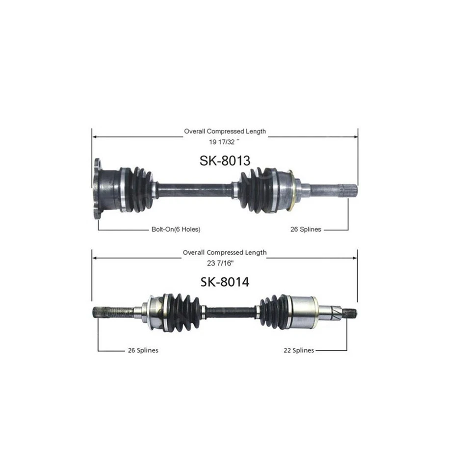 Комплект из пары передних валов оси CV SurTrack для Pontiac Sunrunner Suzuki Sidekick - Изображение 2 из 4
