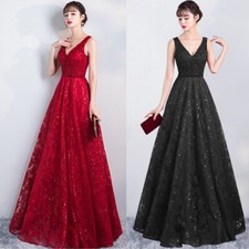 NEW Evening Formal Party Ball Gown Prom Bridesmaid Lace Sequins Long Dress 6-22