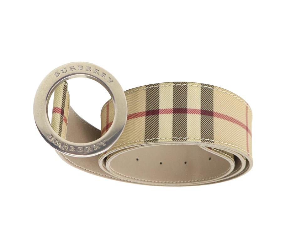 Cinturón para mujer BURBERRY 39/90 patrón a cuadros Nova logotipo redondo hebilla ajustable Foto 2 de 4