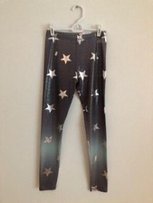 Girls leggings XL 14/16 Justice New Sparkly with Stars Black/Silver/Teal color