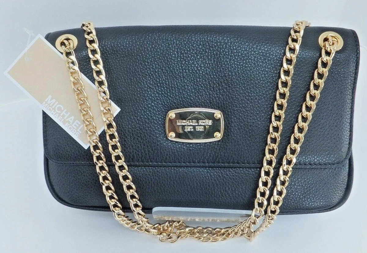 Michael Kors Jet Set Chain Leather Small Shoulder Flap Bag, Black NWT