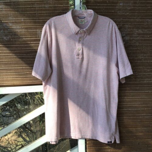 Faherty Short Sleeve Polo Pink White Blue Striped XL - Picture 1 of 10