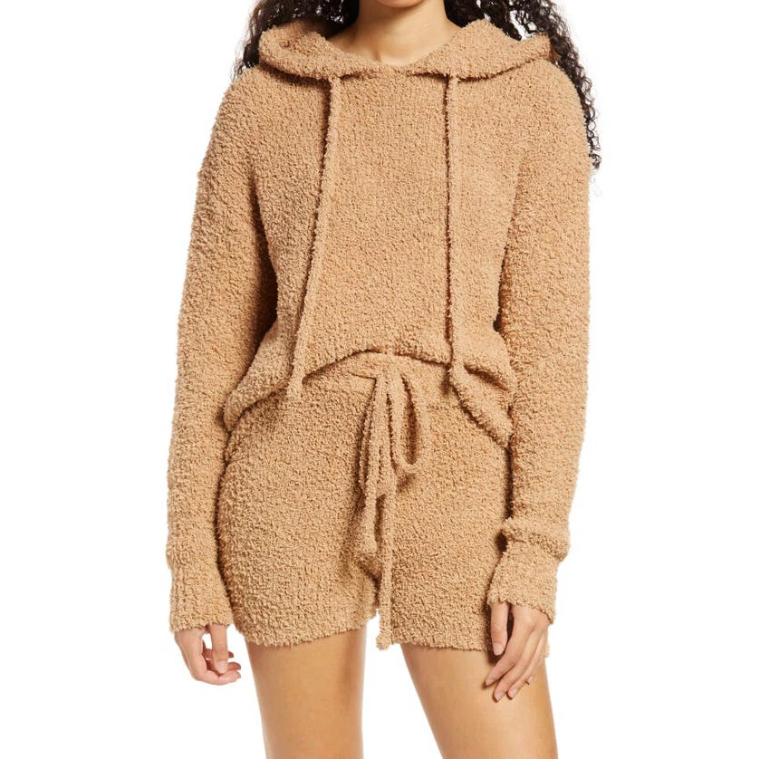 Lulus Size M Womens Cozy Teddy Hoodie In Camel | eBay