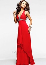 New FAVIANA 6916 Long Red PROM Formal Pageant DRESS GOWN Sz 0 2
