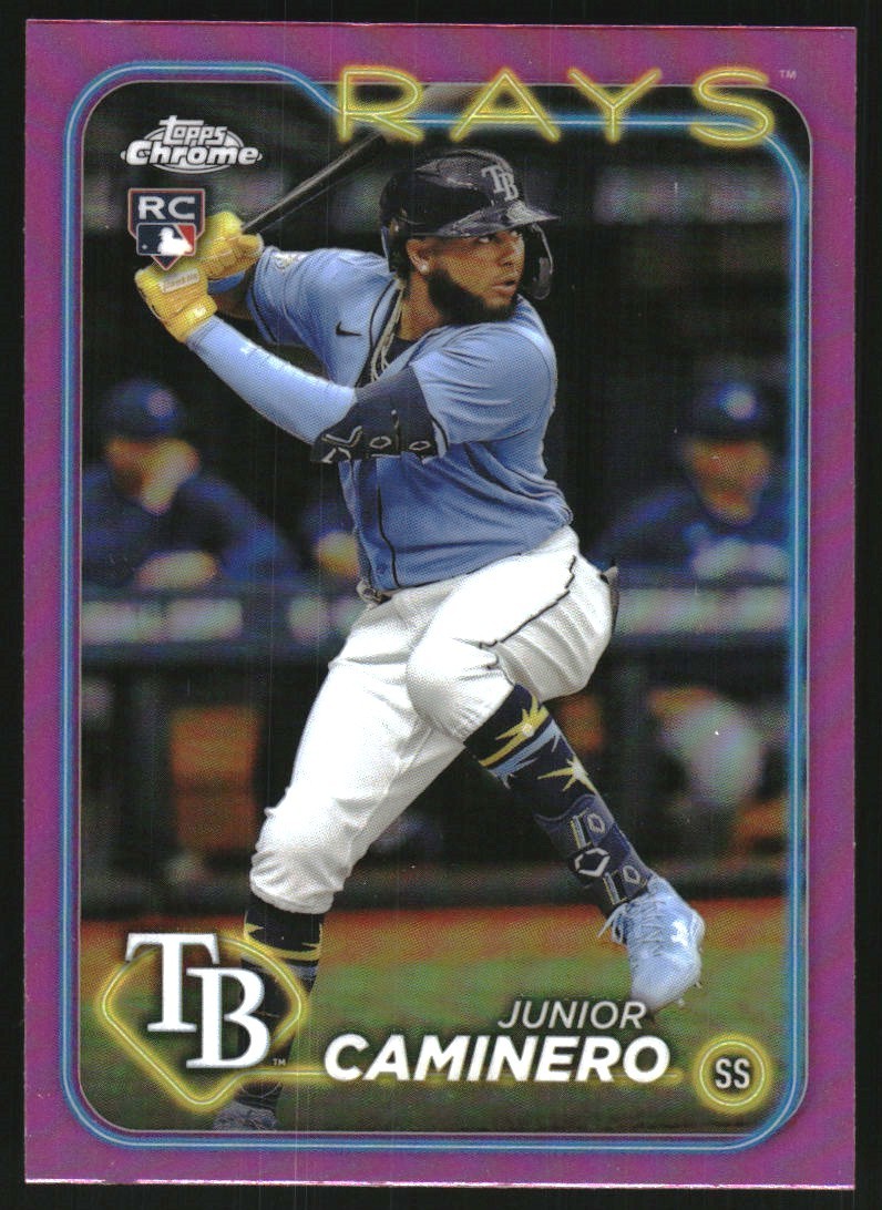 2024 Topps Chrome Pink Refractors #213 Junior Caminero ROOKIE CARD RC RAYS