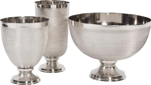 Regal Textured Silver Goblet Aluminum Vase 11H - Picture 2 of 3