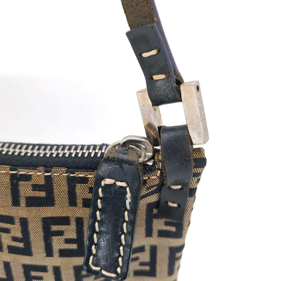 FENDI Accessory Pouch Hand Bag Tote Purse FF Zucchino Navy Authentic - Image 3 of 4