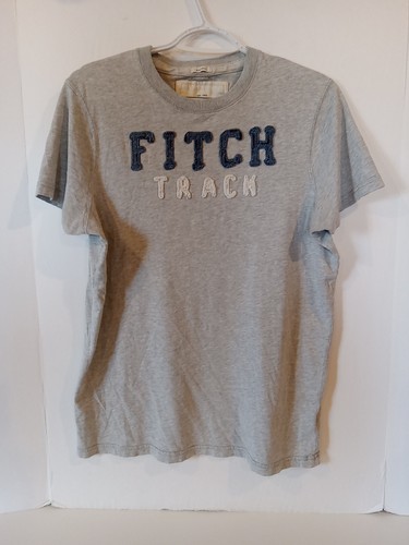 Abercrombie & Fitch "Fitch Track" Patch Spellout Muscle Tee T Shirt Mens L Gray