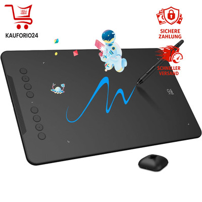 Grafik-Tablet Deco01V2 Zeichnen 10 x 6 Zoll 8192 Stufen Neigung 8 Shortcuts