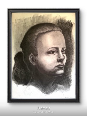Original Head Study 3 Drawing By Alannah Dyer- Charcoal 18x24 in Head Portrait