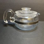 Vtg PYREX Flame Ware 8446-B Glass 6 Cup Stove Top Coffee/Tea Pot Kettle With Lid