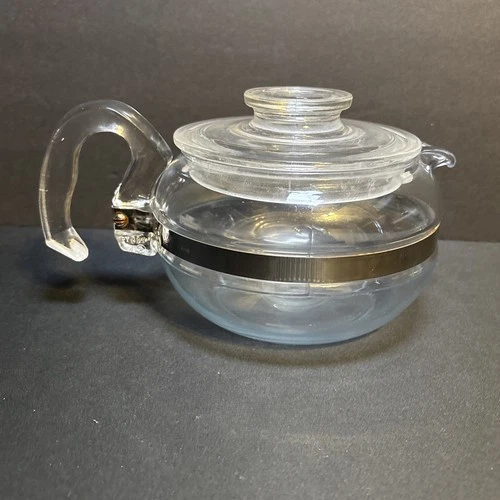 Vtg PYREX Flame Ware 8446-B Glass 6 Cup Stove Top Coffee/Tea Pot Kettle With Lid