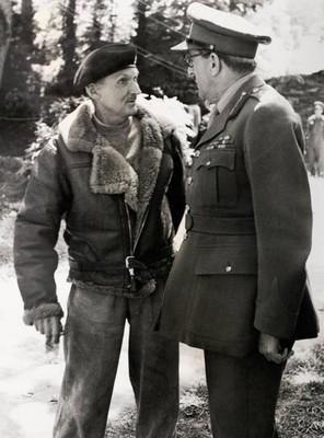 Field Marshal Bernard Montgomery discusses battle plans Sir Alan B- Old Photo