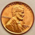 1939-S  Uncirculated BU Red RD - Lincoln Wheat Cent  ~ B740