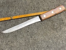 Vintage 6” Hammer Forged Boning Knife 3 Brass Pins Handle Sharp USA