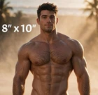 Shirtless Hung Hairy Bodybuilder Hunk 8x10 Fantasy Photo Photograph Reprint 1091