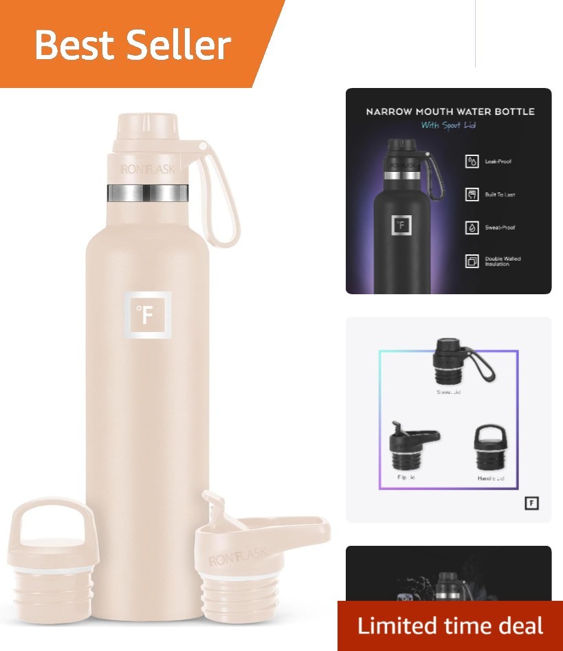 Leakproof 24 oz Stainless Steel Sports Bottle - Stays Hot/Co
