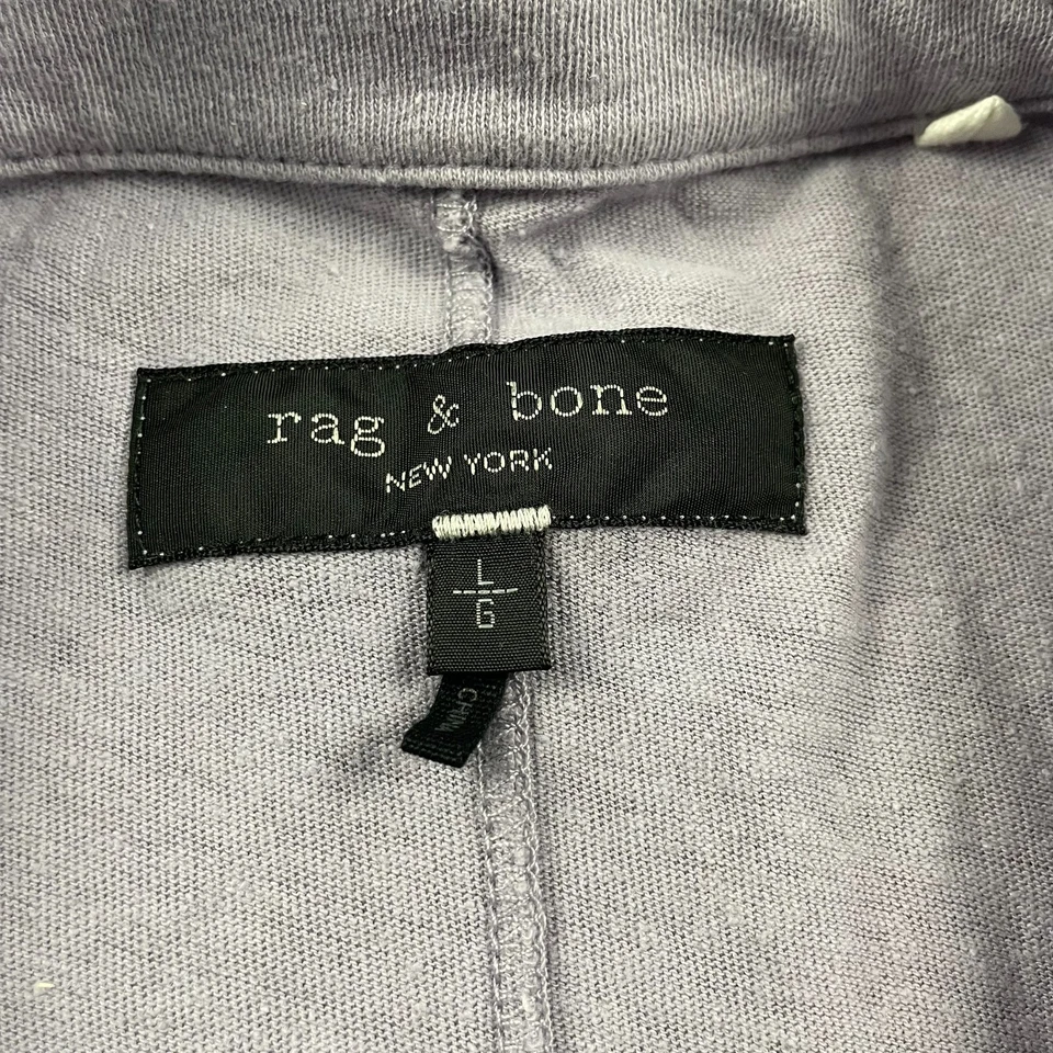 Rag & Bone Shirt Men Large Purple Button Up Camp Cotton Linen Knit Short Sleeve - Image 3 of 4