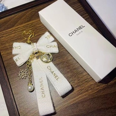 Chanel Novelty Charm Gold Lucky Bow Keychain Gift NEW Key chain With Box