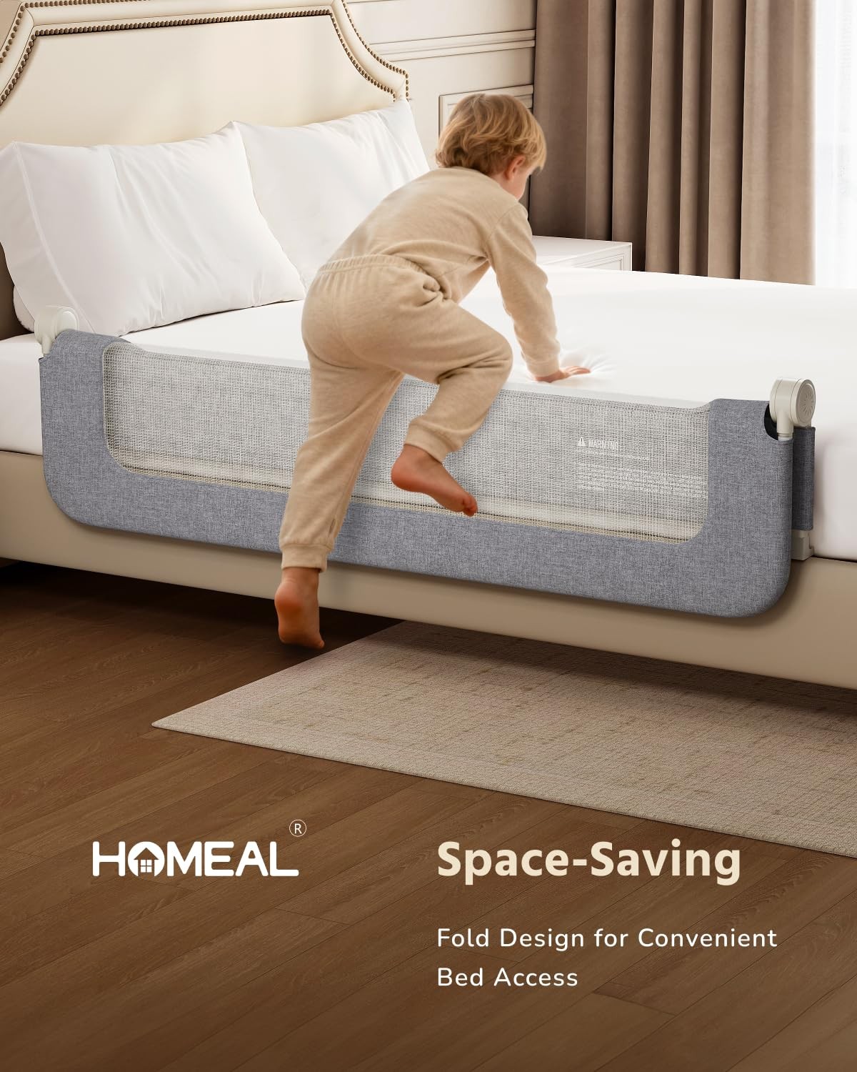 HOMEAL Bed Rail for Toddlers - 59x24 Extra Long Foldable Toddler Bed Rails for