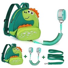 Toddler Harness Backpack Leash, Cute Dinosaur Aquamarine/Lightgreen Dinosaur