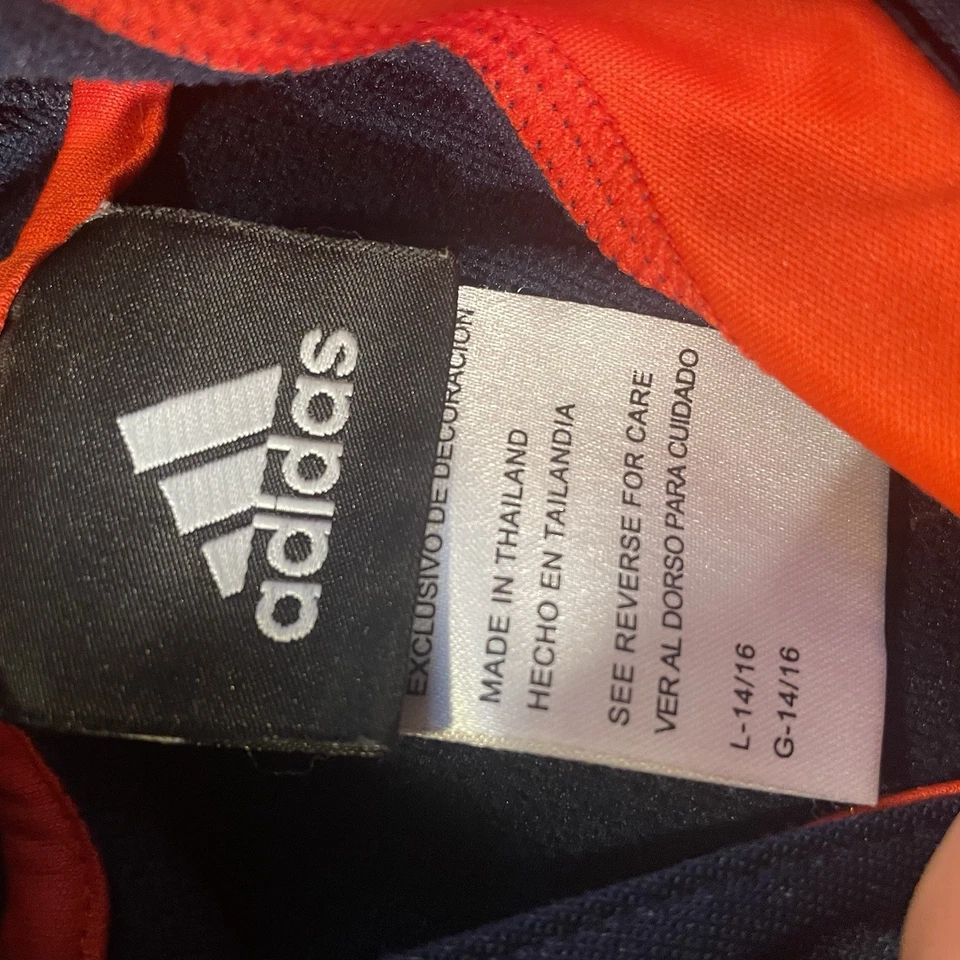 Adidas Hoodie 14/16 Navy & Orange (Kids Large) Embroidered Text - Image 4 of 4