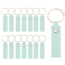 20 Pcs PU Leather Laser Engraving Keychain Blanks Light Green, 3.7" x 0.7"