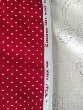 REMNANT Vintage Cranston Tiny Hearts Red  White Cotton Fabric Valentine 13x22"
