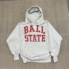 vintage Ball State University hoodie mens large white 1990s thick