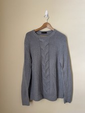 Loro Piana 100 Baby Cashmere Cable Sweater Light Blue Grey 54