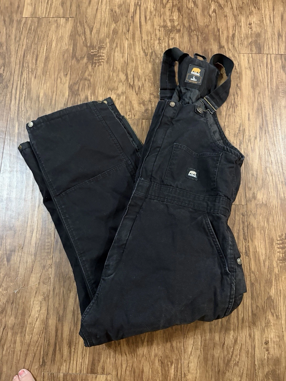 Berne Apparel Insulated Work Bib Overalls (Men’s Large) black L Short