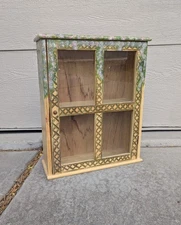 Vintage Rustic French Country Shabby Chic Cottage Wall Cabinet Shelf Curio N94