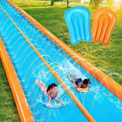 Sloosh Double Lane Water Slide,25ft x 6ft Heavy Duty Lawn Water Sli... Fast Ship