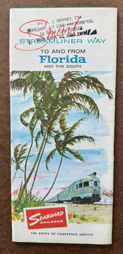 Vtg 1962 Seaboard Air Line Railroad RR Color Brochure Streamliner Way to Florida