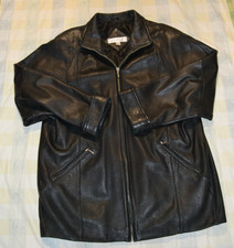 Vintage Valerie Stevens Black Lamb Leather Full Zip Coat Jacket Womens Large