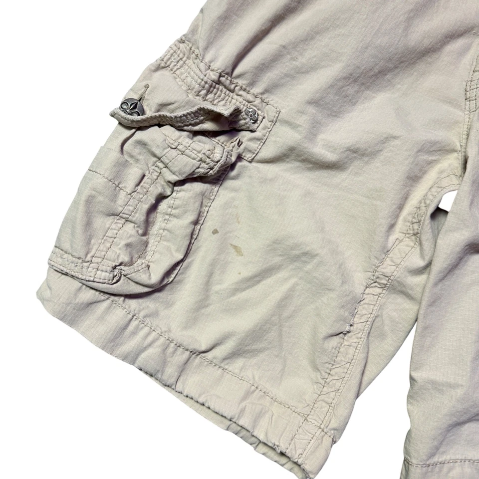 Pantalones Cortos Carga Rock Revival Hombres Beige Talla 36 Logo Envejecido Grunge Patinador Foto 3 de 4