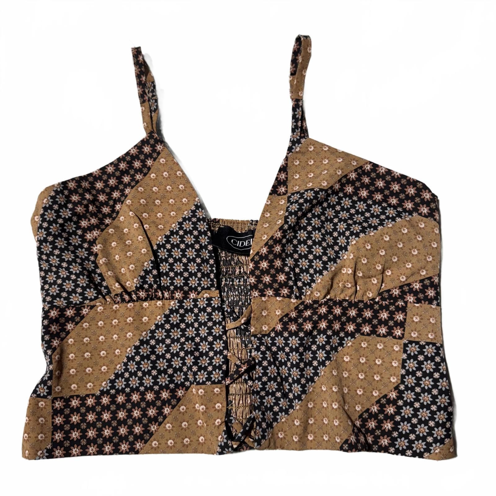 Cider Patchwork Pattern Boho Cutout Front Strappy… - image 1