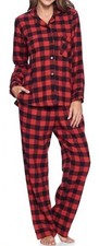 Wondershop Women's 2pc Flannel Top  Pants Pajama Set - Red Buffalo Plaid - M