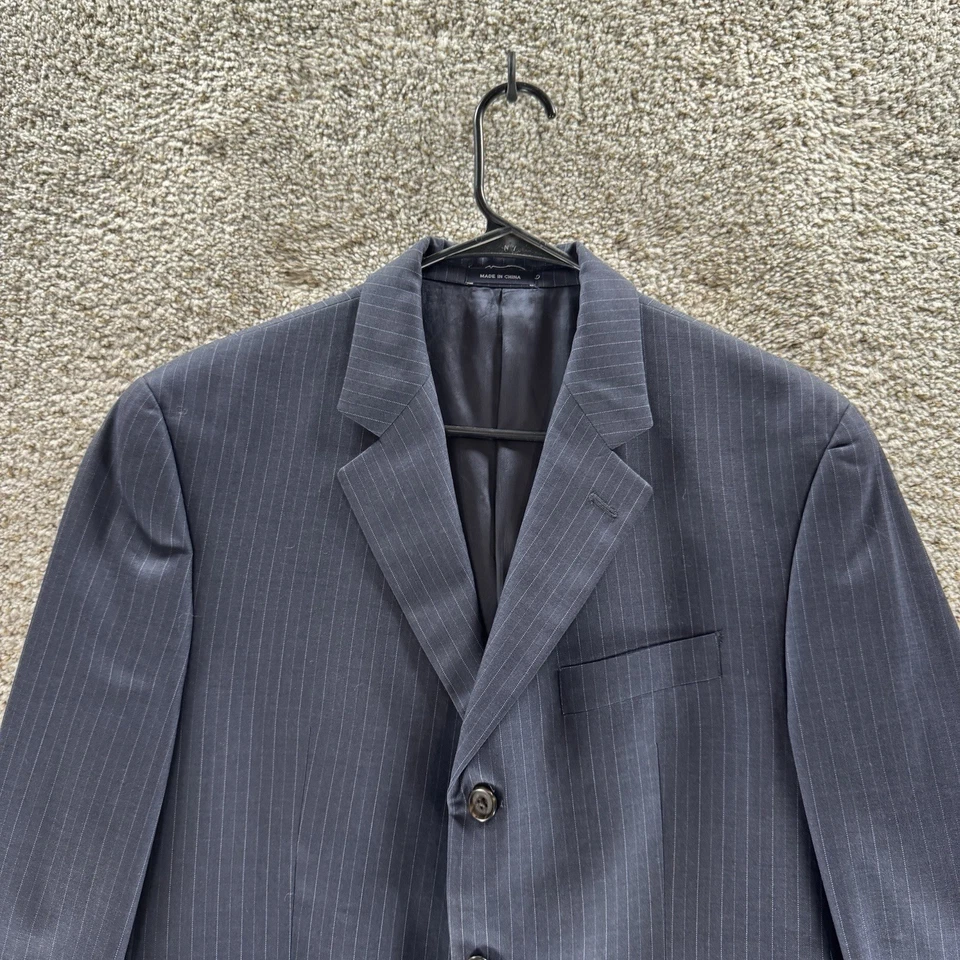 Ralph Ralph Lauren Blazer Mens 40 Blue Pin Stripes 3 Button Double RL Wool RRL - Image 3 of 4