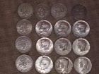 Lot Of Silver Coins (9× Kennedy Halfs 40%, 6×2 Shillings & 1 Florine 50%)