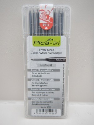 Pica Dry 10 Ersatzminen Multi Use Graphit 2B Minen Tieflochmarker Baumarker Bau