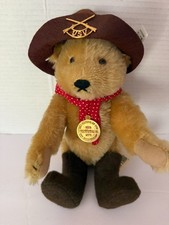 1996 Steiff Teddy Bear Teddy Roosevelt Rough Rider - USV Hat - Red Scarf - Boots
