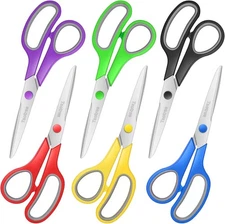 Scissors Bulk Set of 6-Pack, Taotree 8" All Purpose Comfort 6 Pack 