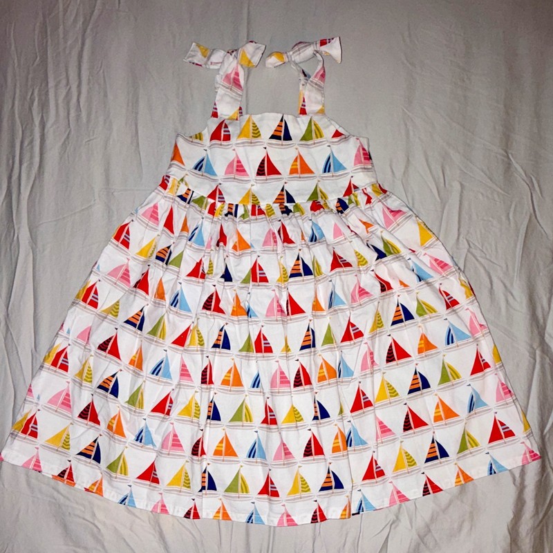 Small Habit Girls Size 4 White/Multicolor Sailboat Sundress