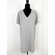 Ellison Grey V-Neck T-Shirt Dress Women Size M Heathered Short Sleeve Mini